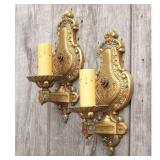 Lot #17 Pair- Antique Tudor Revival Wall Sconces