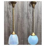Lot #144 2 Rare Antique Shades on Custom Fixtures Lot #144 2 Rare Antique Shades on Custom Fixtures