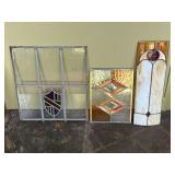 Lot #89 (3) Stained Glass Windows incl. Crest Lot #89 (3) Stained Glass Windows incl. Crest