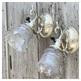 Lot #52 Pair of Silver Plated Antique Sconces