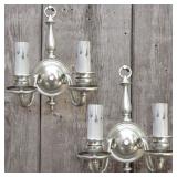 Lot #14 Colonial Revival Silver Plated Sconces Lot #14 Colonial Revival Silver Plated Sconces