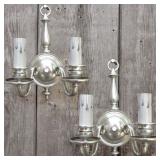 Lot #14 Colonial Revival Silver Plated Sconces