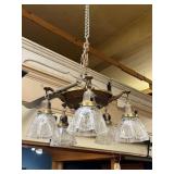 Lot #178 Antique Brass 5 Arm w/ Etch Shades Lot #178 Antique Brass 5 Arm w/ Etch Shades