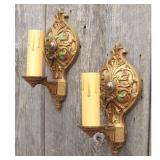 Lot #18 Antique Tudor Revival Candle Arm Sconces Lot #18 Antique Tudor Revival Candle Arm Sconces