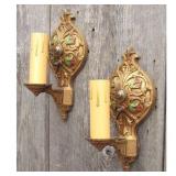 Lot #18 Antique Tudor Revival Candle Arm Sconces