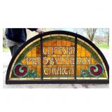 Lot #5 Antique Arched Stained Glass Transom Lot #5 Antique Arched Stained Glass Transom