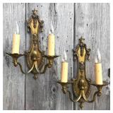 Lot #54 Pair of Double-Arm Candle Sconces Lot #54 Pair of Double-Arm Candle Sconces