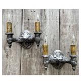 Lot #53 Pair of Antique Tudor Sconces Lot #53 Pair of Antique Tudor Sconces