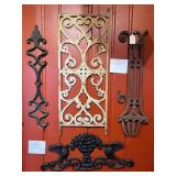 Lot #12 Antique Cast Iron Group incl. Decor Panel Lot #12 Antique Cast Iron Group incl. Decor Panel