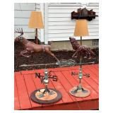 Lot #22 (2) Weathervane Lamps- Buck & Wolf