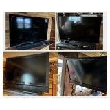 Lot #108 (4) Flat Screen TVs- + Extras