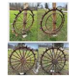 Lot #94 (6) Antique Wheels incl. Tractor