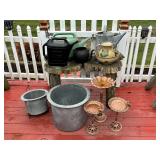 Lot #84 Garden & Bird Bath Group- Buckets, Bench