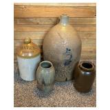 Lot #24 Stoneware Crocks Group- Large Blue Bee Jug