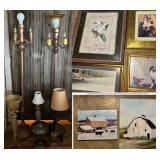 Lot #116 Lamps & Artwork Group- Various Styles (6)