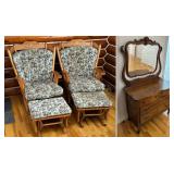 Lot #31  Antique Dresser & (2) Platform Rockers