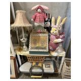 Lot #90 Easter Bunnies, Lamp, Iron, Shelf, etc.