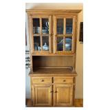 Lot #60 Oak China Cabinet w/ China Set