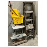 Lot #83 Mop Bucket, Ladders, etc.