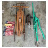 Lot #45 Pitcher Pumps, Sled, Plates, etc.
