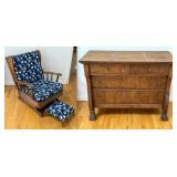 Lot #30 Platfrom Rocker, Stool and Dresser