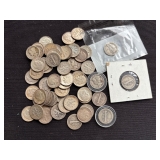 silver dimes including Mercury and Roosevelt