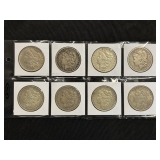 #3096 (8) Morgan silver dollars years incl. (6) 1889, (2) 1890 #3096 (8) Morgan silver dollars years incl. (6) 1889, (2) 1890