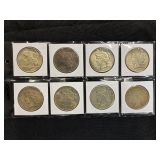 #3127 (8) Peace silver dollars years incl. (7) 1924, (1) 1925 #3127 (8) Peace silver dollars years incl. (7) 1924, (1) 1925