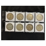 #3132 (8) Peace silver dollars years incl. (5) 1927, (3) 1928 #3132 (8) Peace silver dollars years incl. (5) 1927, (3) 1928