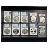#3145 (10) Graded American eagle silver dollars, first day of issue, The San Francisco Mint #3145 (10) Graded American eagle silver dollars, first day of issue, The San Francisco Mint