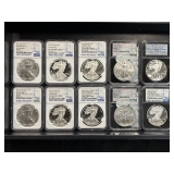#3146 (10) Graded American eagle silver dollars, early releases #3146 (10) Graded American eagle silver dollars, early releases