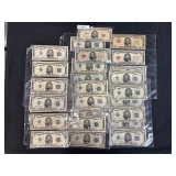 #3172 Large Bill Lot #1- Mostly $5 Red and Blue Stamped Bills #3172 Large Bill Lot #1- Mostly $5 Red and Blue Stamped Bills