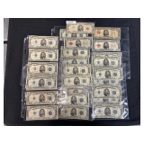 #3172 Large Bill Lot #1- Mostly $5 Red and Blue Stamped Bills #3172 Large Bill Lot #1- Mostly $5 Red and Blue Stamped Bills