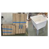 Lot #142 Wooden Cabinets Group and Sink