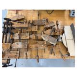 Lot #90 Large Wood Clamps Group & Miter Box