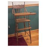 Oak pressed back high chair