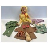 3004 - 1940s Celluloid Posable Doll w/ outfits