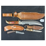 #287 Large Western Chippawa Cutlery, Bone Edge 468, & Sharp Knife