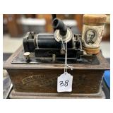 #38 Edison Standard Phonograph with lid and maroon horn