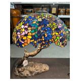#39 Large Tiffany-style-stained glass dragonfly table lamp