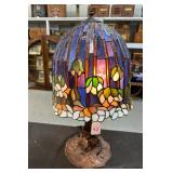 #42 Water Lilly / Lotus form Lamp with stained glass shade