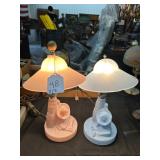 #48 Pair of Cactus Blue and Pink Lamps