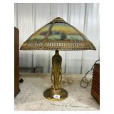 #82 Leaded Overlay Scenic Table Lamp
