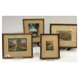#101 Lot of 4 Hand Tinted Photographs Signed by Wallace Nutting