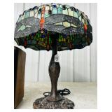 #123 Stained Glass Dragonfly Lamp