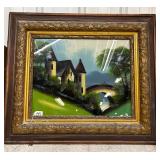 #145 Beautiful Reverse Glass Painting of a Castle 