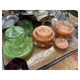 Pink and Green Depression Glass Pink and Green Depression Glass