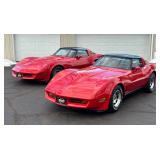 His & Hers Matching 1980s Chevy Corvettes 