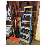 Fiberglass Ladder, Yard Tools, etc.