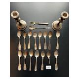 #1202 Lot of Sterling Silver Silverware &  Candle Sticks